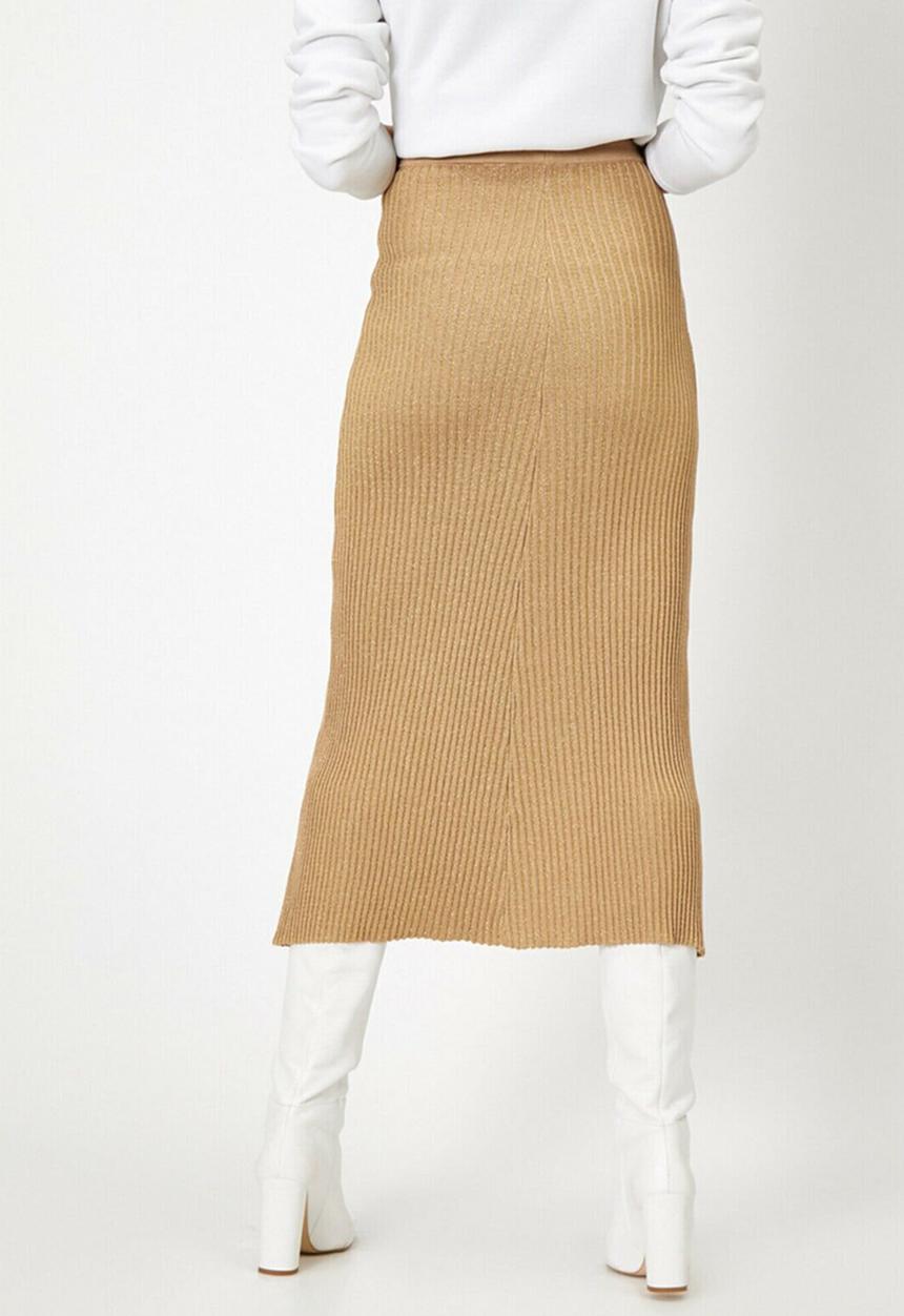 Koton - Medium rise midi skirt - gold