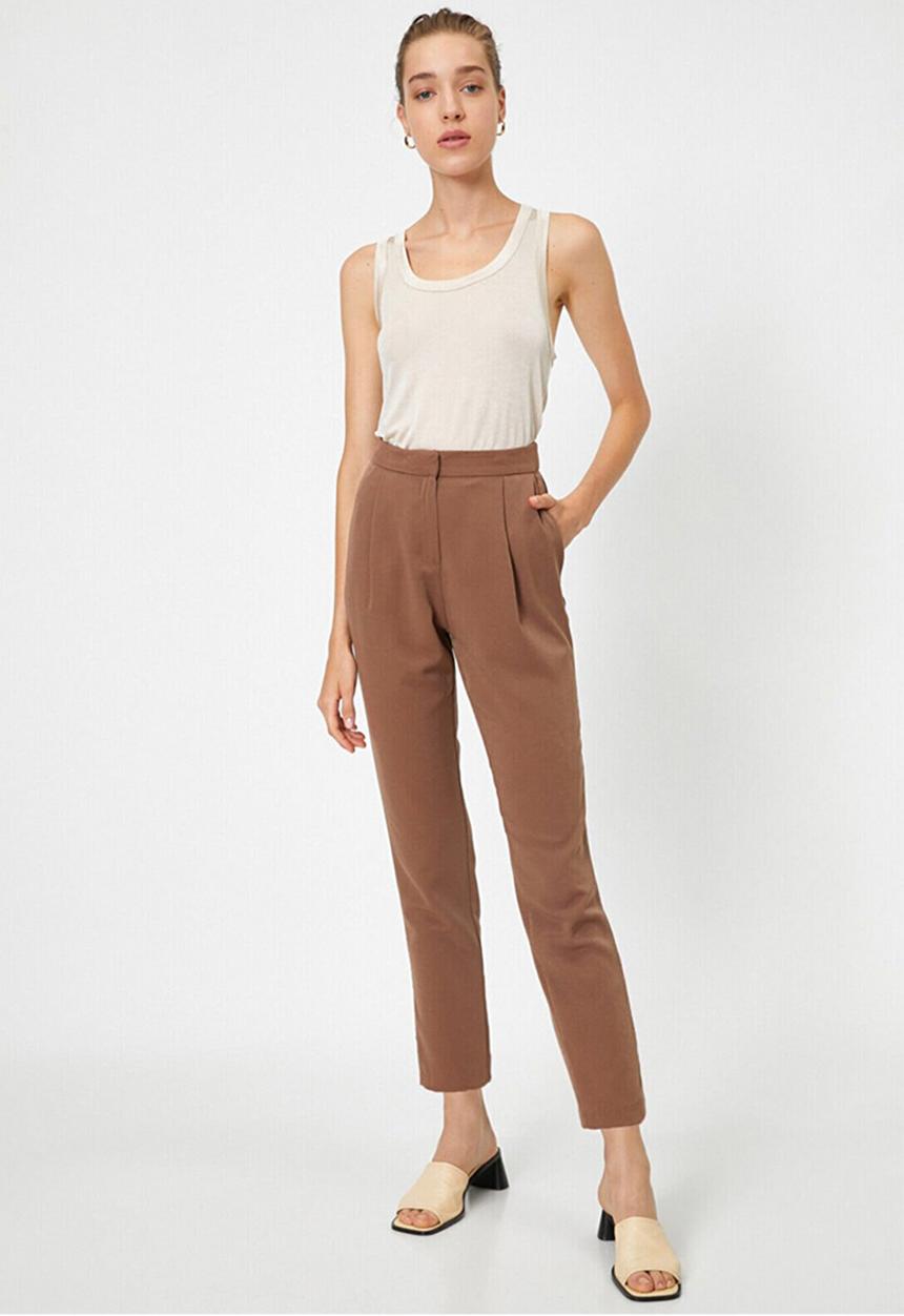 Koton - High waist carrot trousers - brown