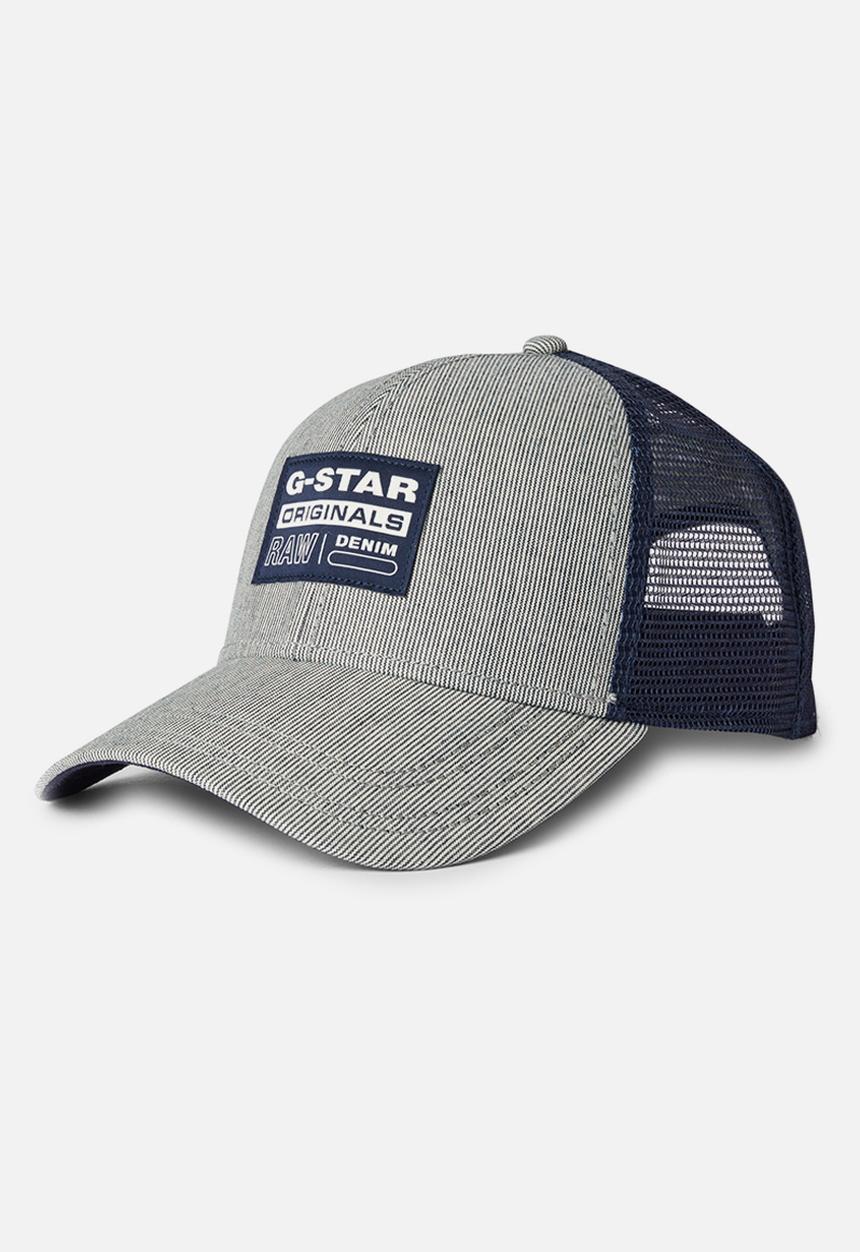 G-STAR - Indigo stripe embro baseball trucker cap - indigo & milk