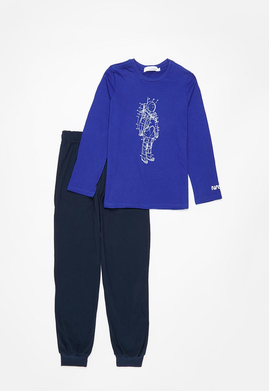 Superbalist - Older boys nasa tee & pants pj set - royal/navy