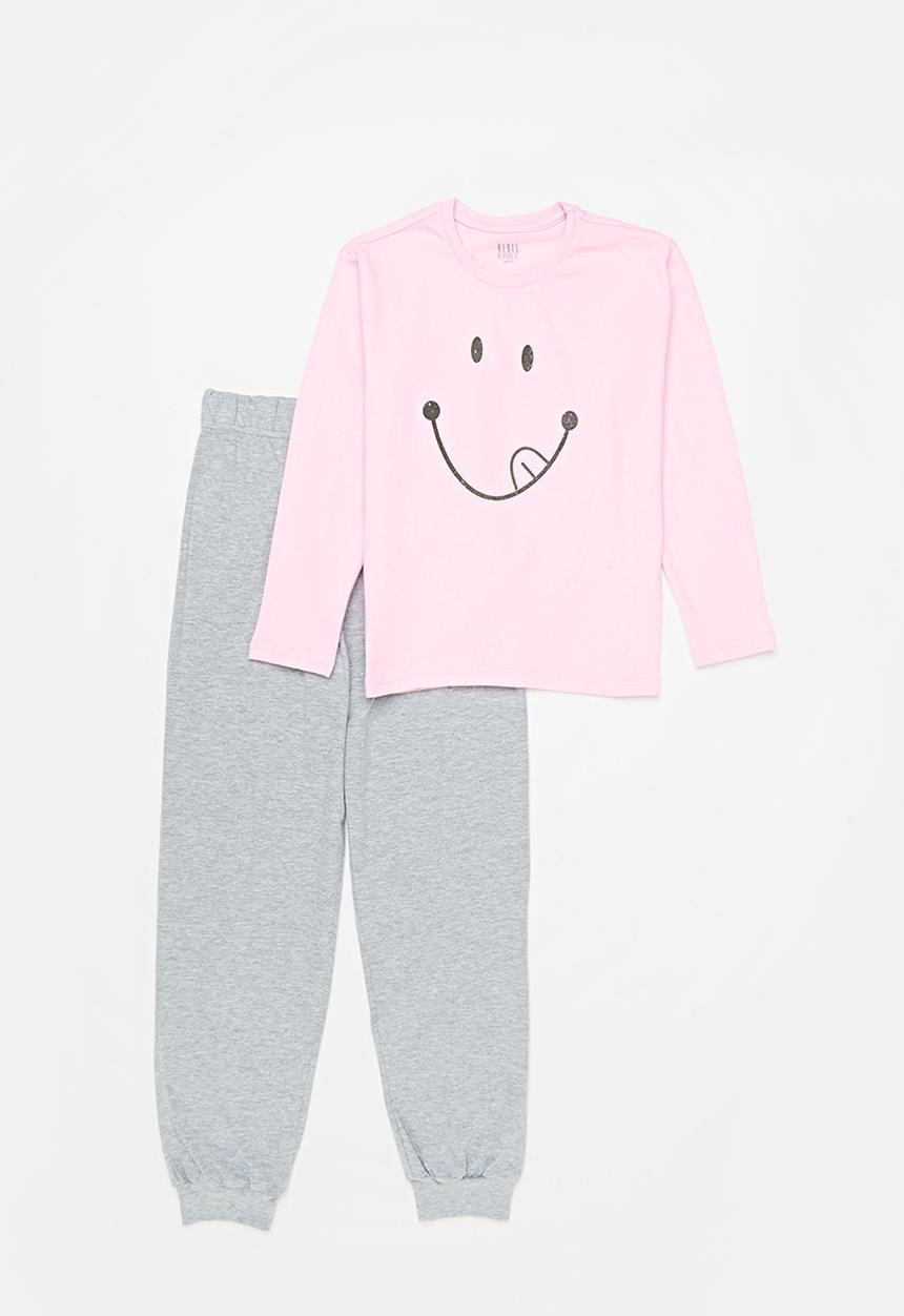 Rebel Republic - Pj set - pink & grey