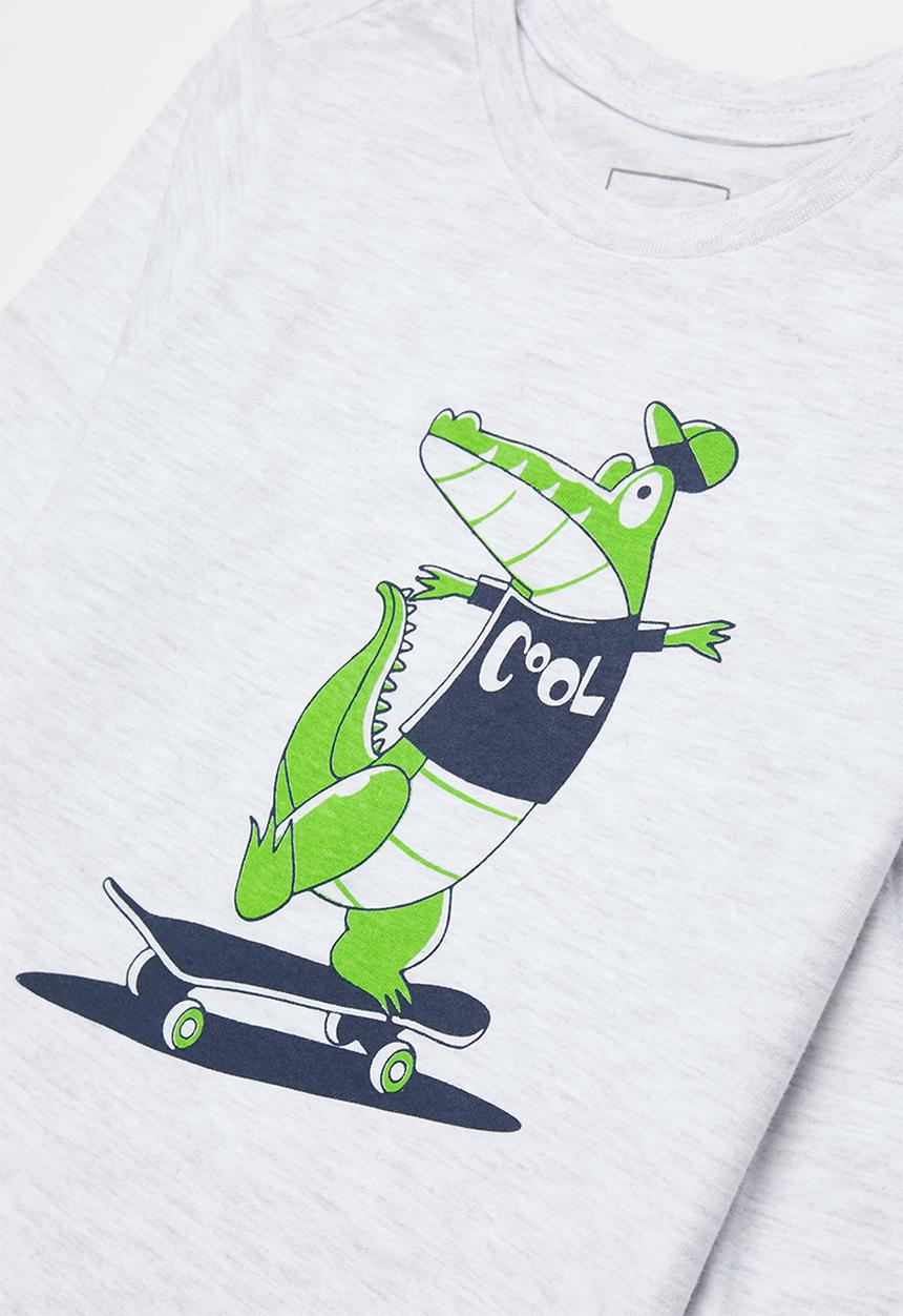 Pop Candy - Younger boys long sleeve tee & jogger set - ice melange & navy
