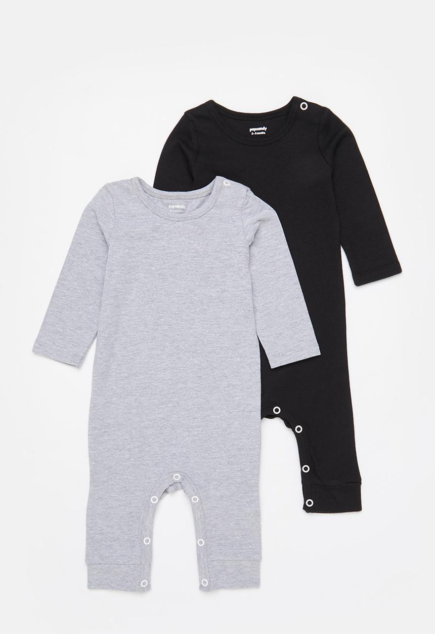 Pop Candy - Boys 2 pack romper - black & grey