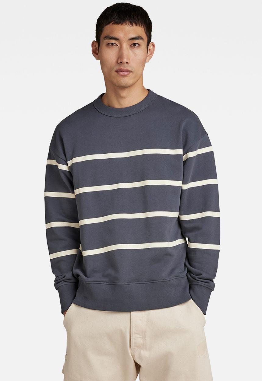G-STAR - Placed stripe loose sw r - fantem blue & papyrus stripe