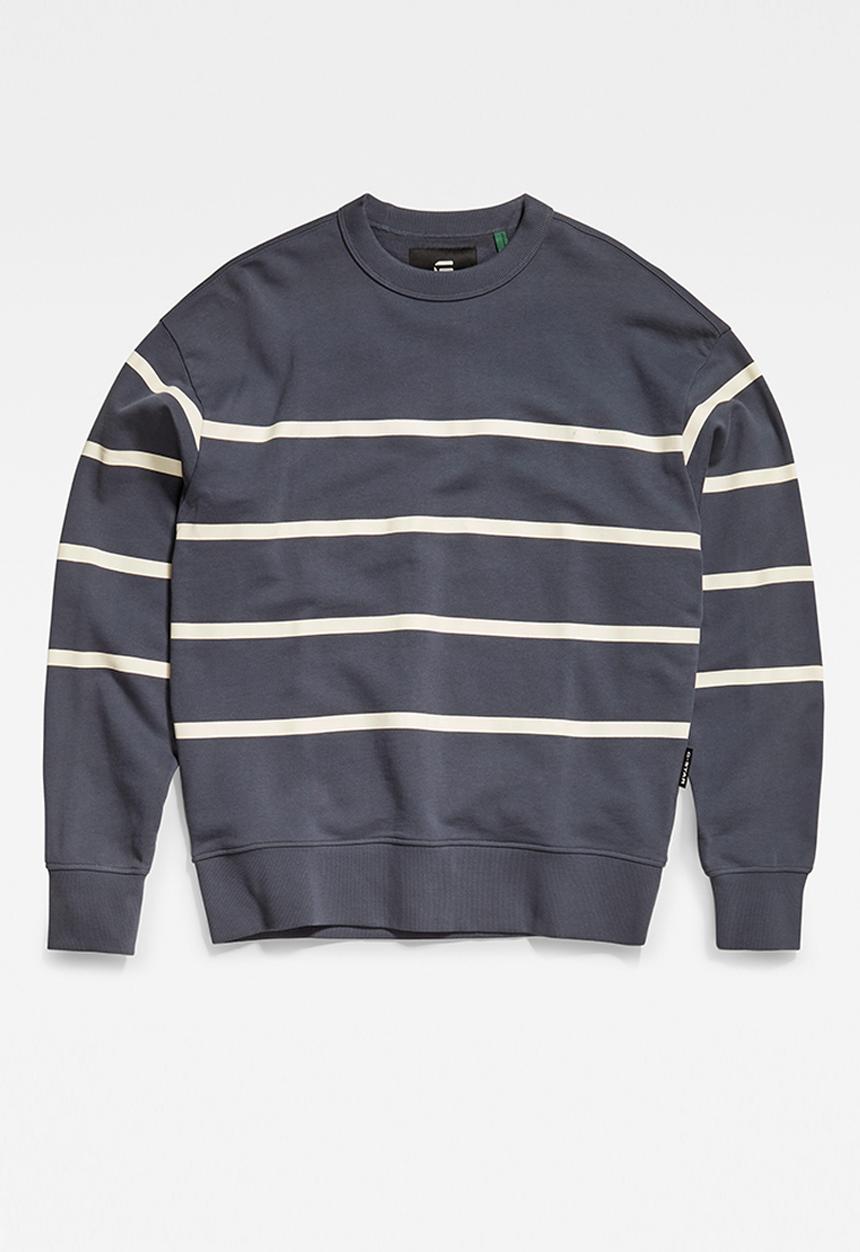 G-STAR - Placed stripe loose sw r - fantem blue & papyrus stripe