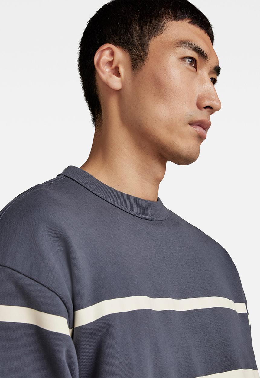 G-STAR - Placed stripe loose sw r - fantem blue & papyrus stripe