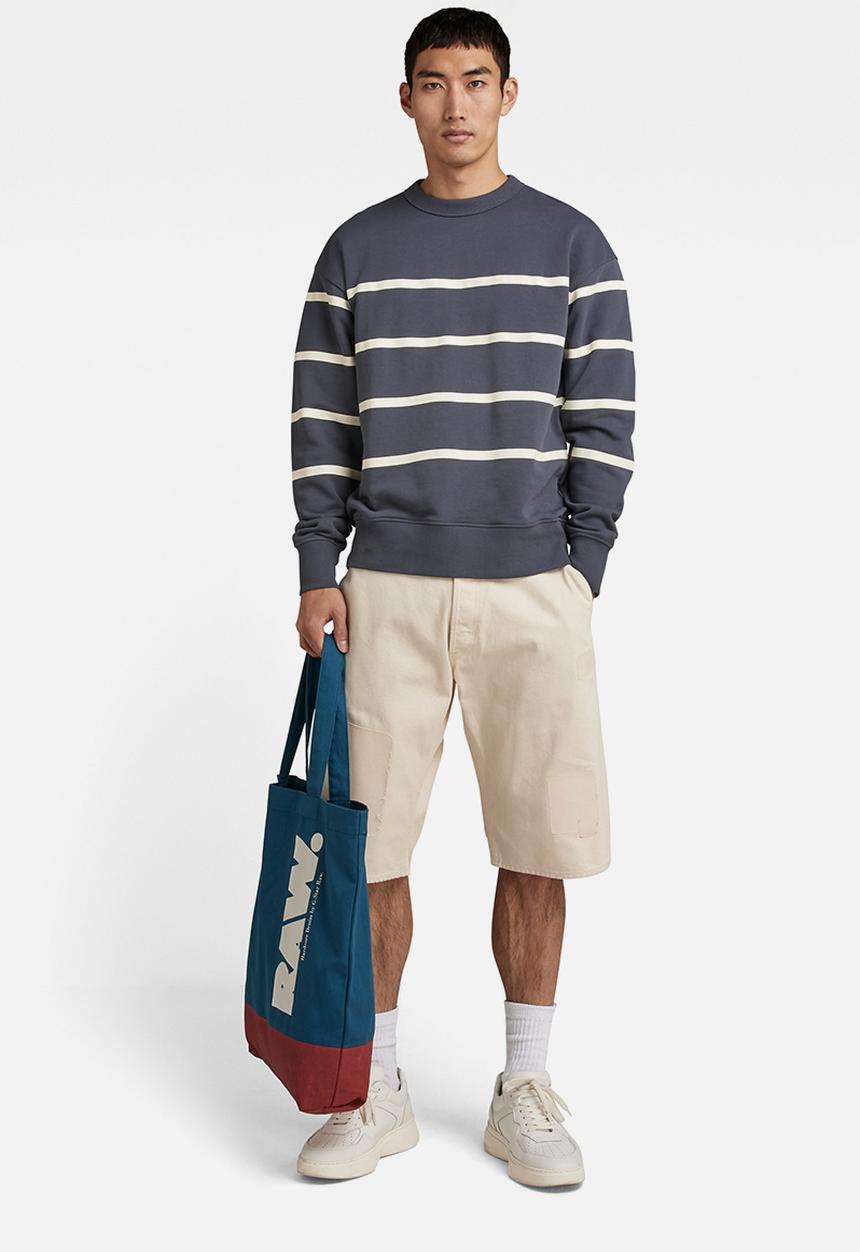 G-STAR - Placed stripe loose sw r - fantem blue & papyrus stripe