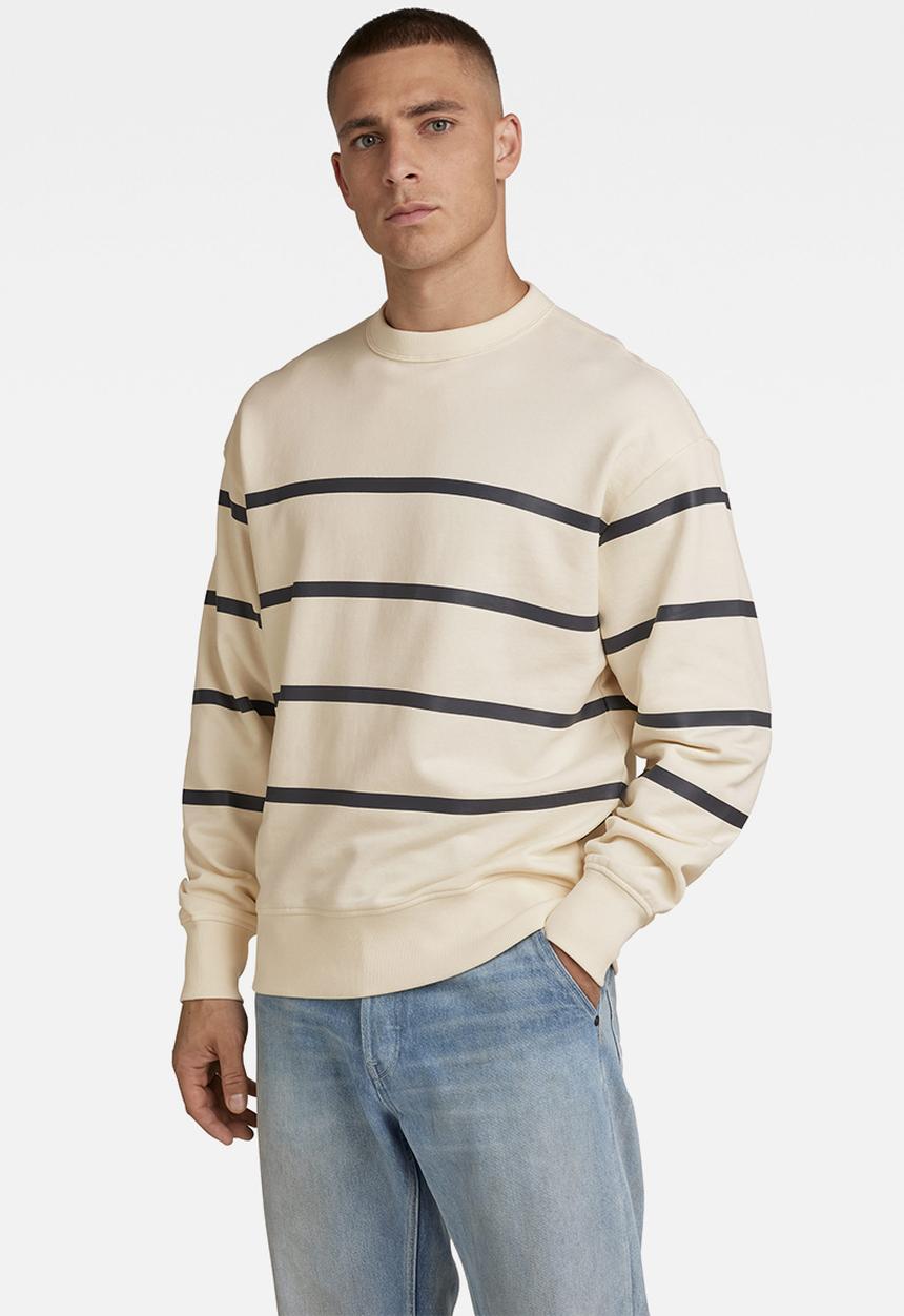 G-STAR - Placed stripe loose sw r - papyrus & fantem blue stripe