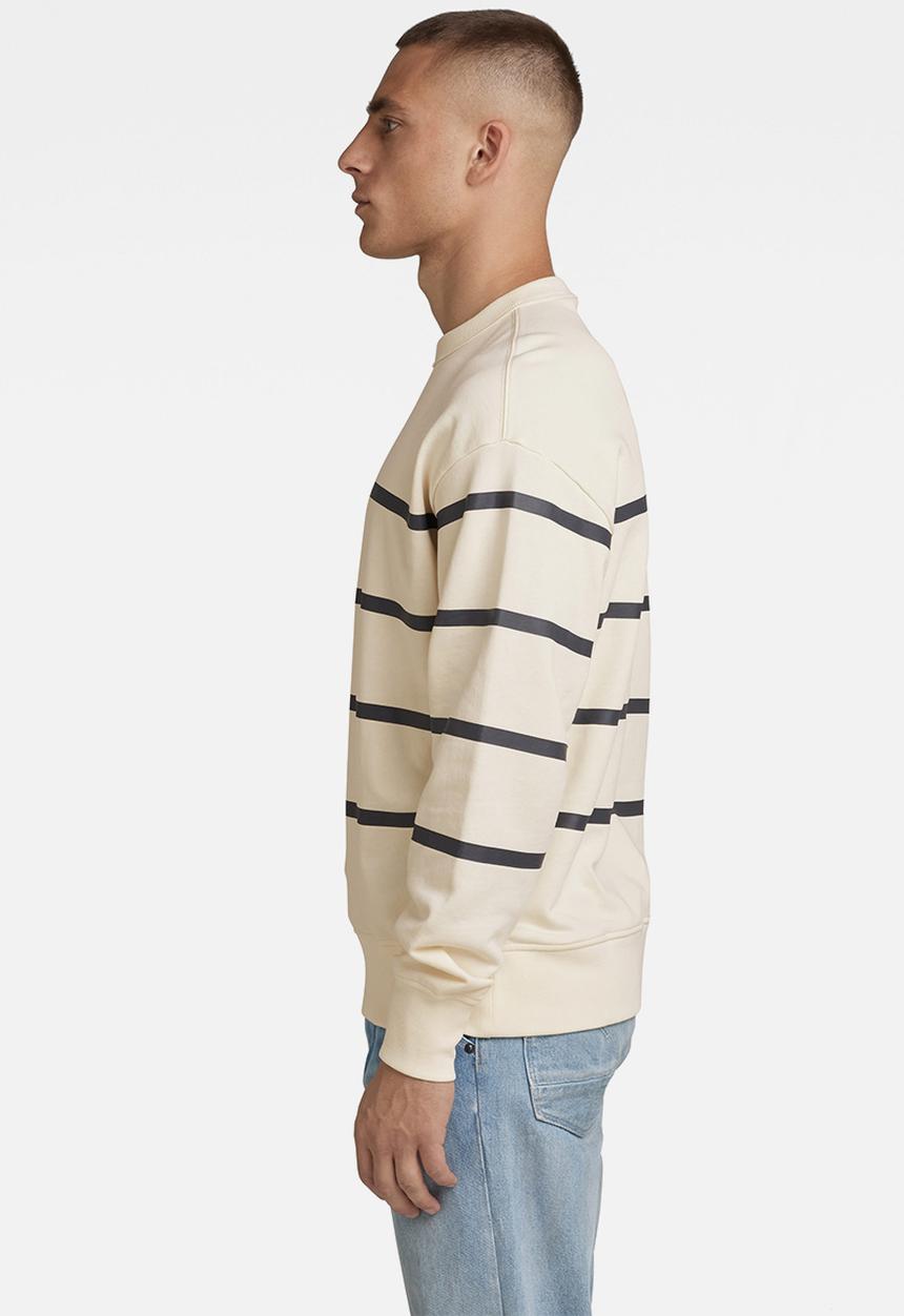 G-STAR - Placed stripe loose sw r - papyrus & fantem blue stripe