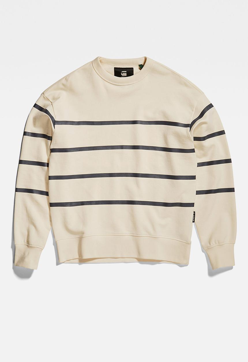 G-STAR - Placed stripe loose sw r - papyrus & fantem blue stripe