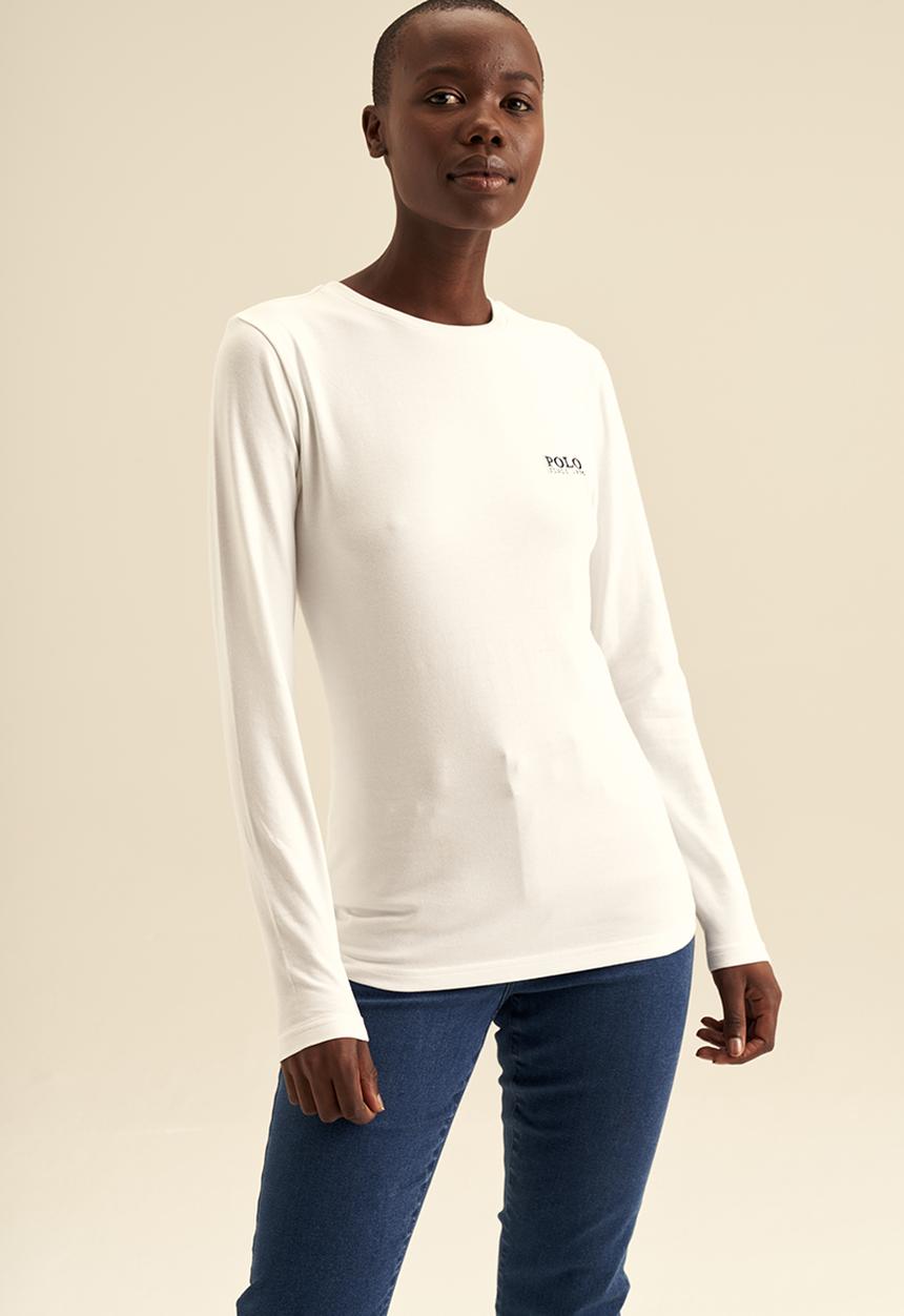 POLO - Women long sleeve logo tee - white