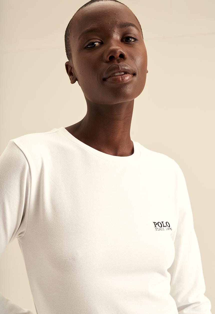 POLO - Women long sleeve logo tee - white