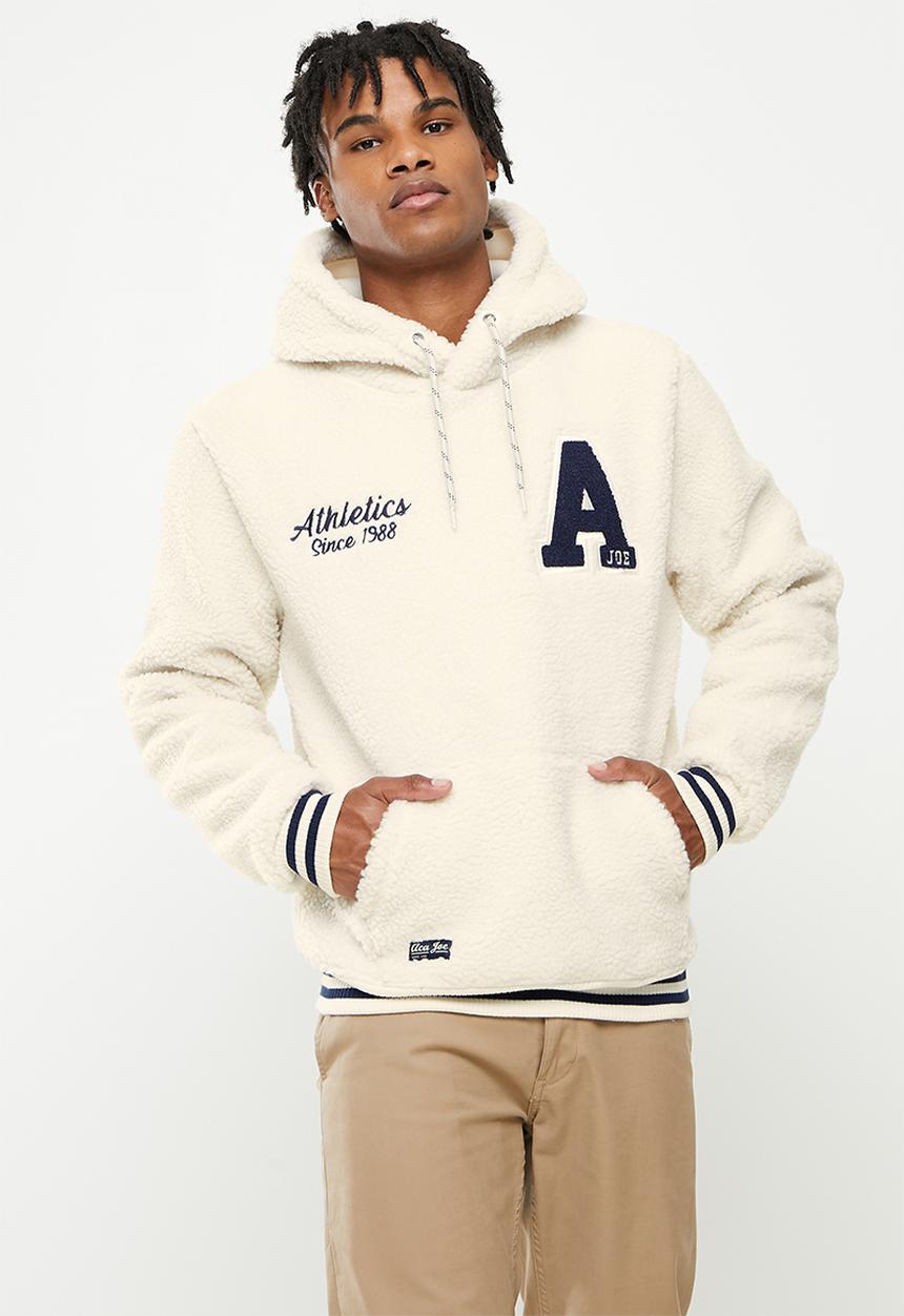 Aca Joe - Rubber print polar fleece hoodie - winter white