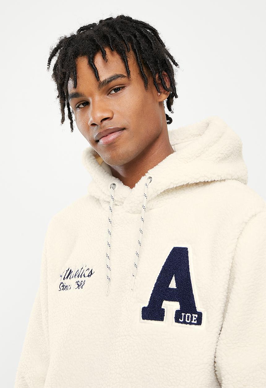 Aca Joe - Rubber print polar fleece hoodie - winter white