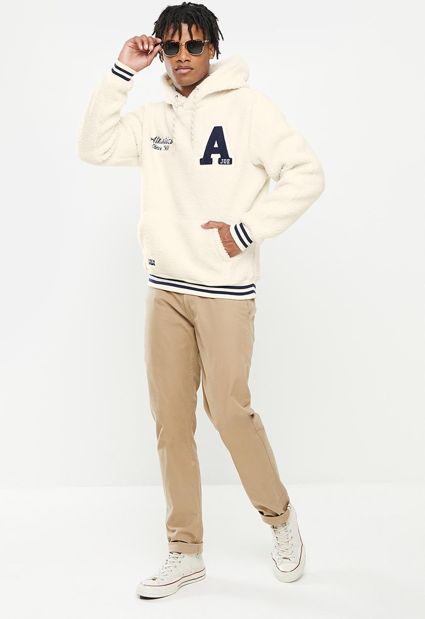 Aca Joe - Rubber print polar fleece hoodie - winter white