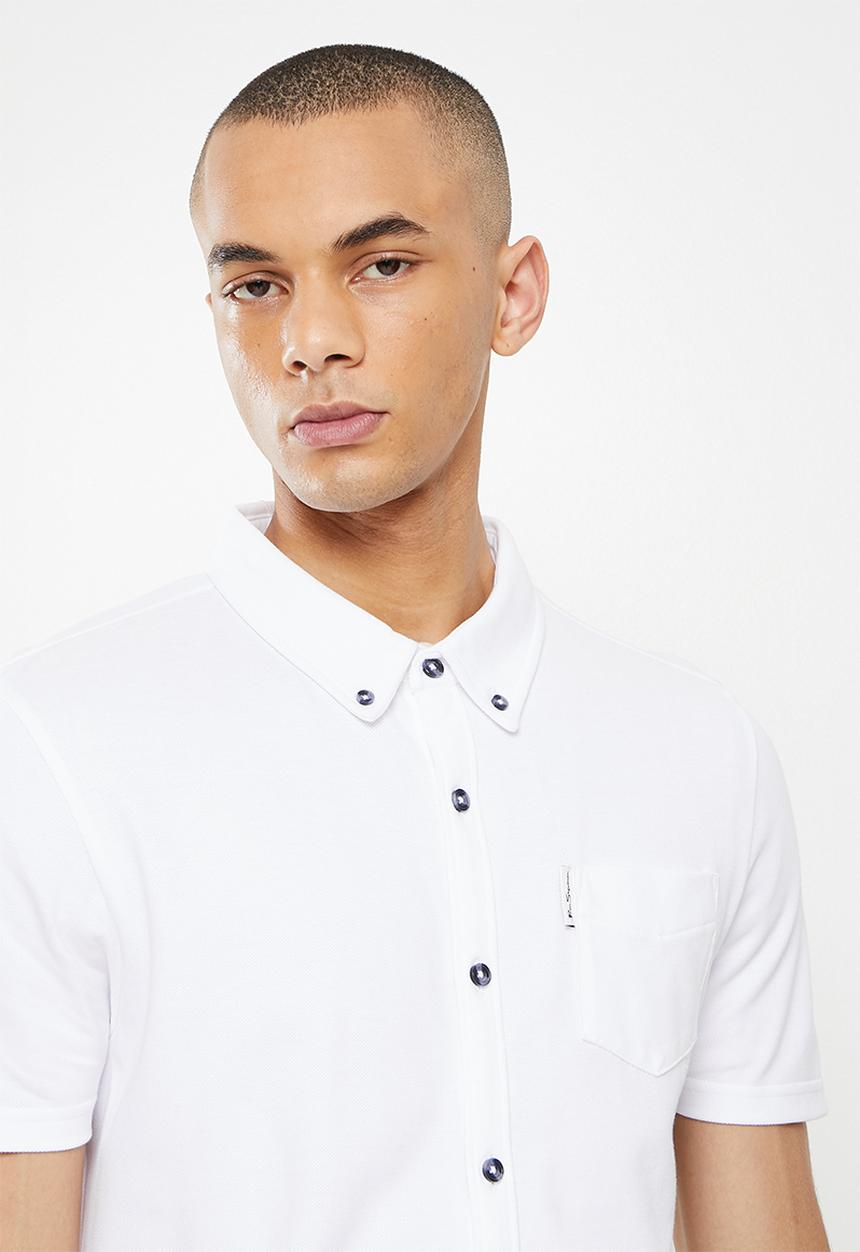Ben Sherman - Pique shirt white - white