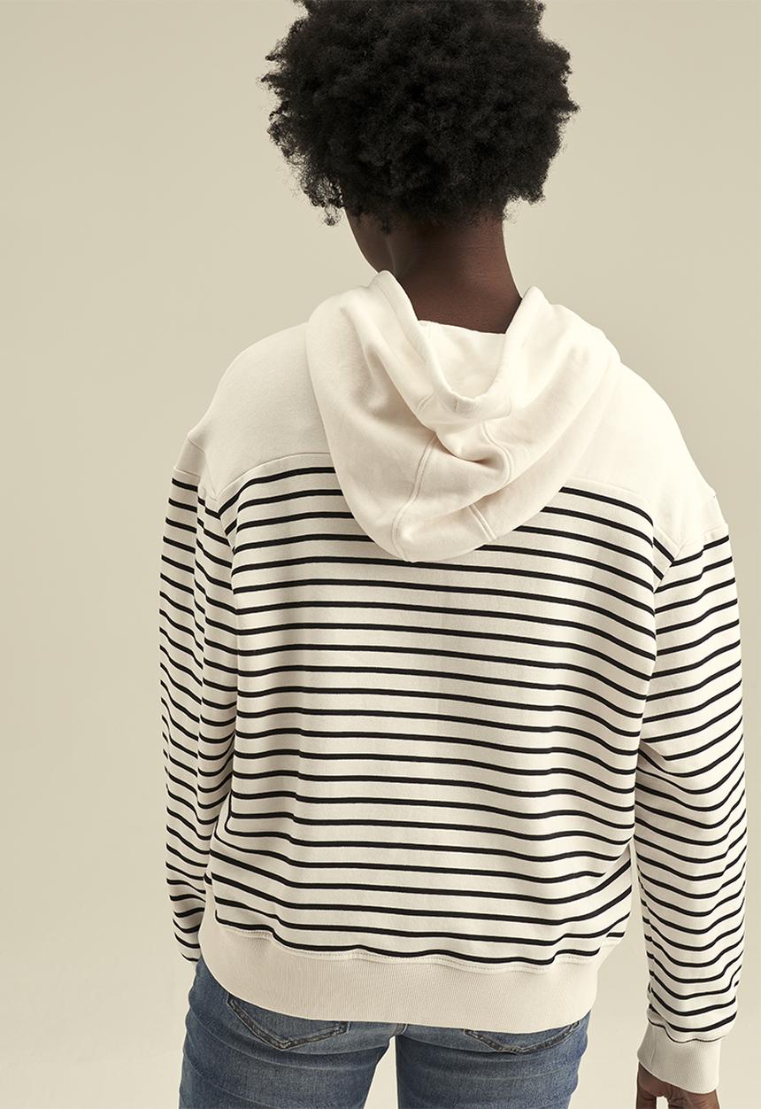 POLO - Women stripe hoodie - navy & white 
