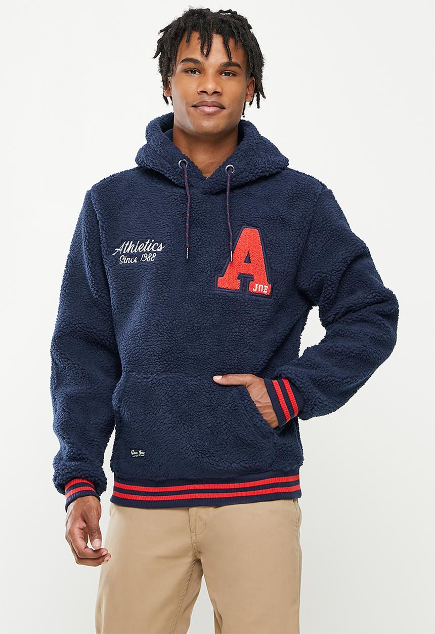 Aca Joe - Rubber print polar fleece hoodie - navy