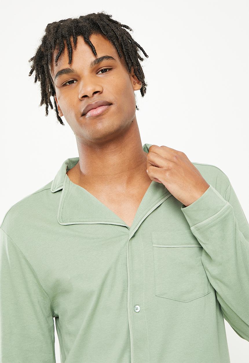 Brave Soul - Jamie long sleeve sleep set - sage