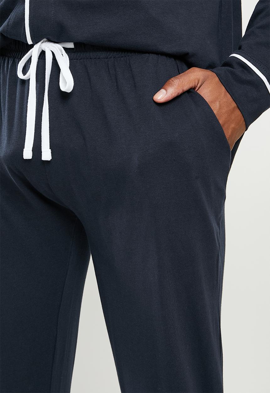 Brave Soul - Jaxon long sleeve sleep set - navy & white