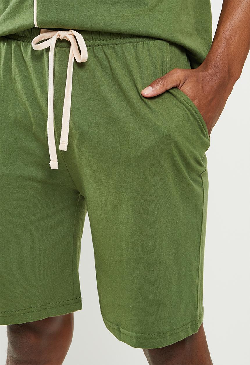 Brave Soul - Jax short sleeve sleep set - khaki & ecru