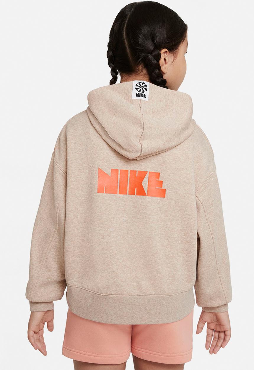 Nike - U nsw circa 50 flc po hoodie - hemp/htr/rush orange