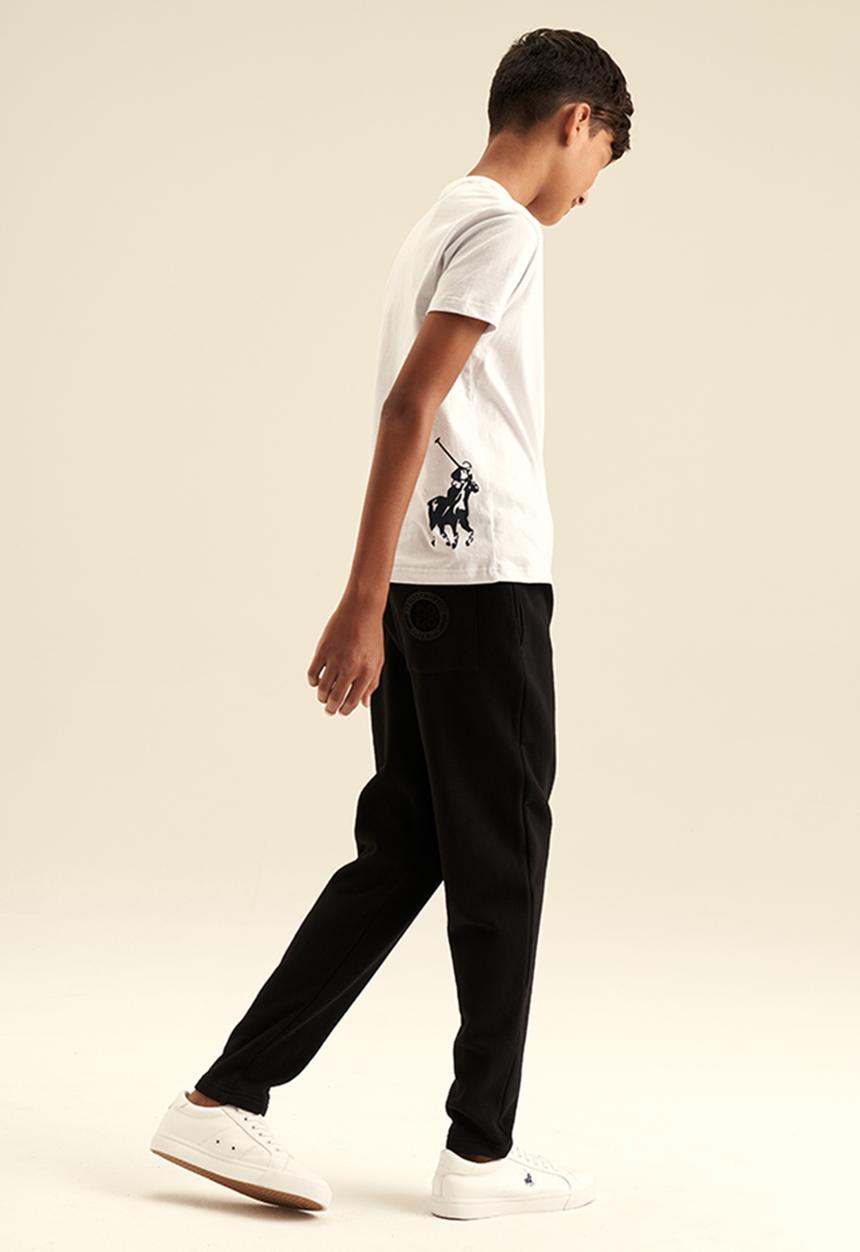 POLO - Boys crested back pocket track pant - black