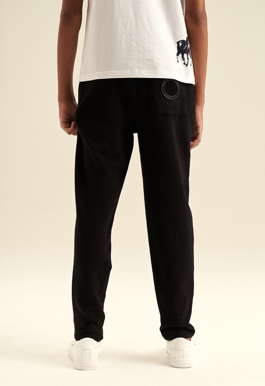 POLO - Boys crested back pocket track pant - black