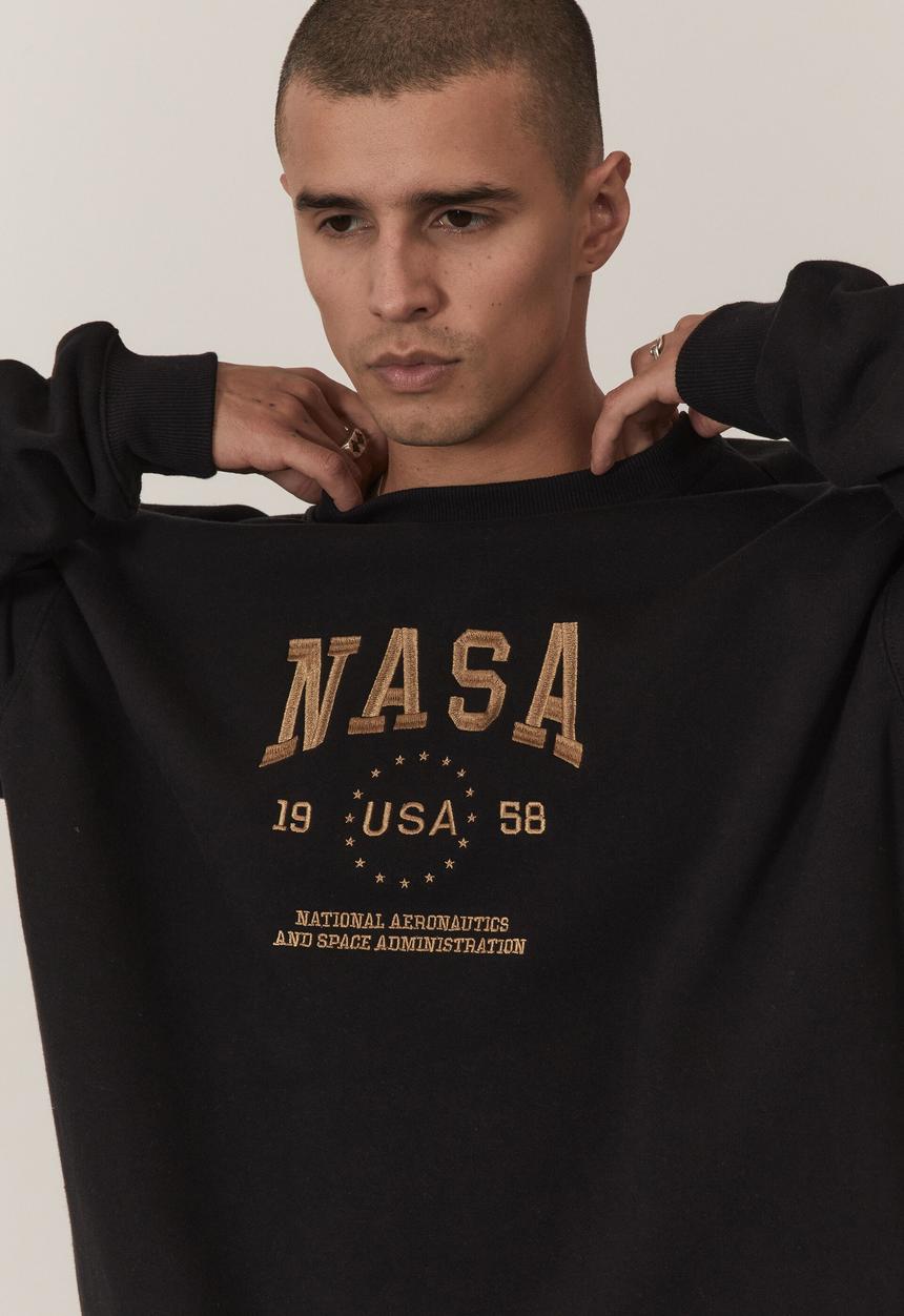 Factorie - Oversized nasa crew - black & gold nasa emb