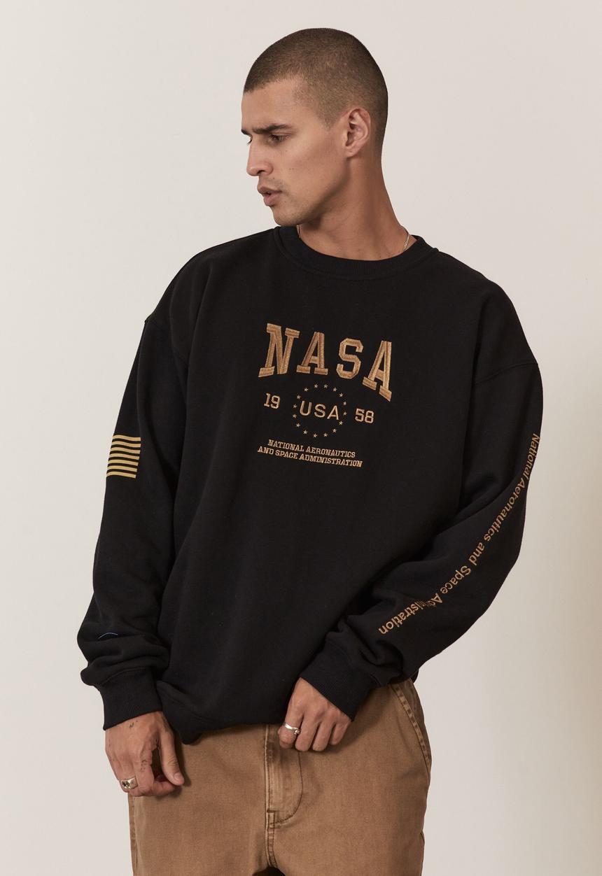 Factorie - Oversized nasa crew - black & gold nasa emb