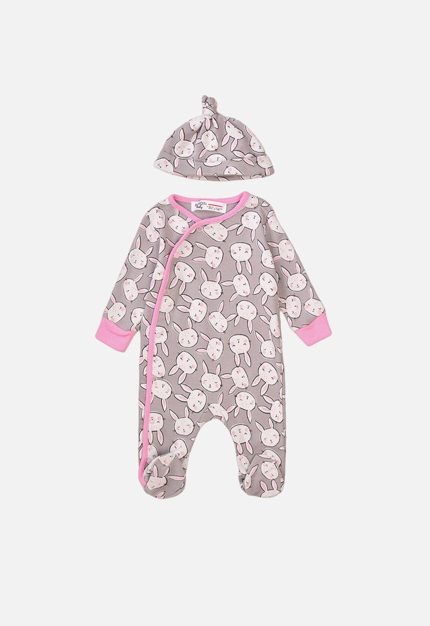 MINOTI - 2 Piece sleepsuit & hat set - grey 