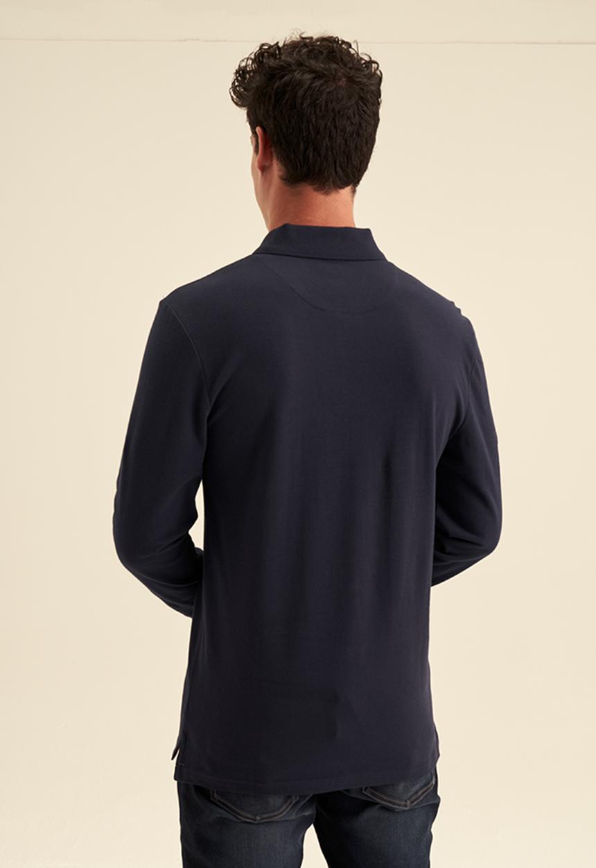 POLO - Mens plain pique long sleeve golfer - navy