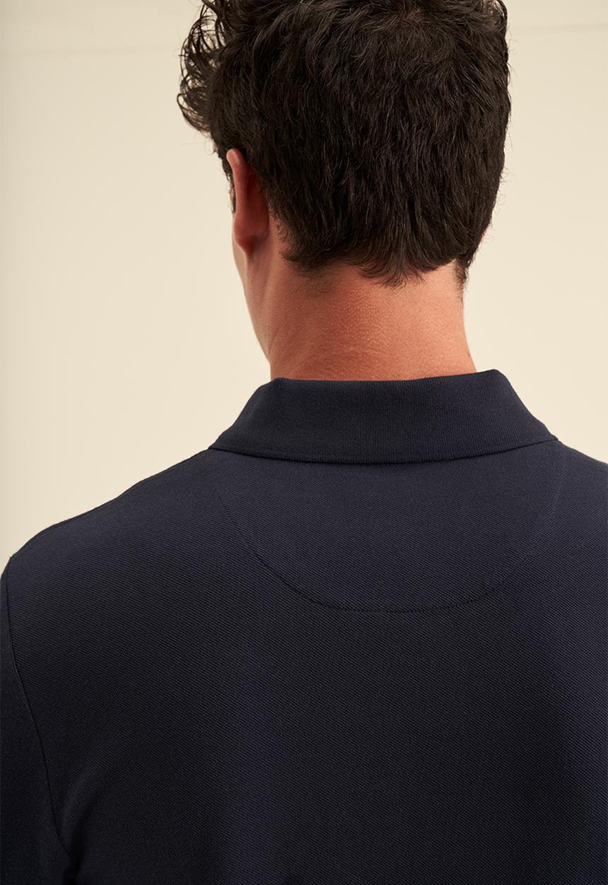 POLO - Mens plain pique long sleeve golfer - navy