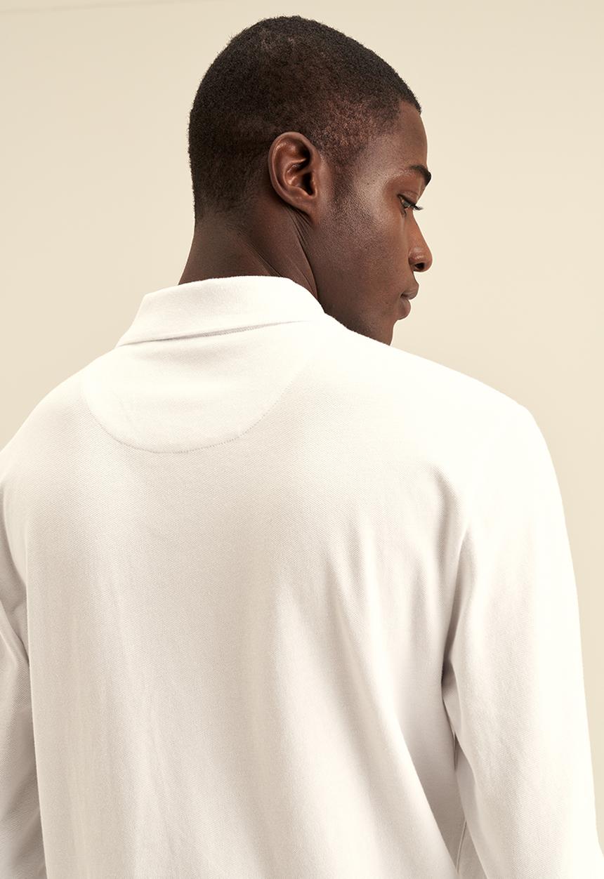 POLO - Mens plain pique long sleeve golfer - white