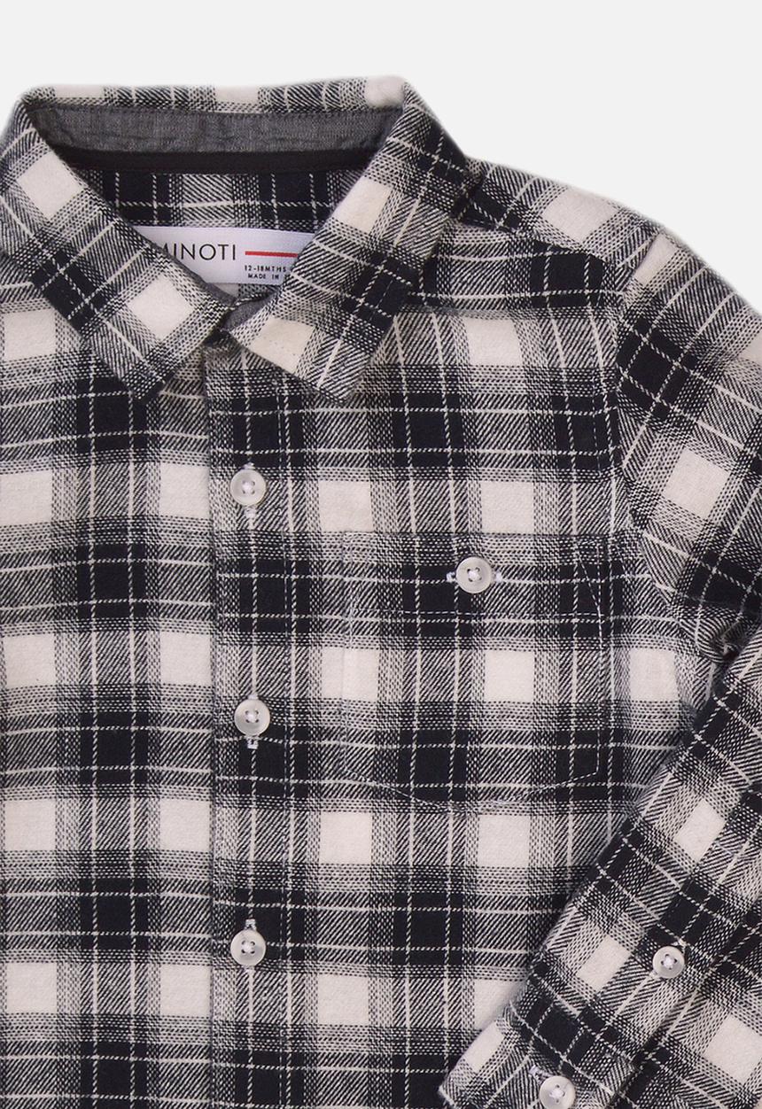 MINOTI - Checkered shirt - black & white 