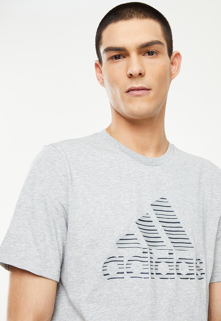 adidas Performance - Essentials Summer Pack Single-Dye Logo Tee - medium grey heather