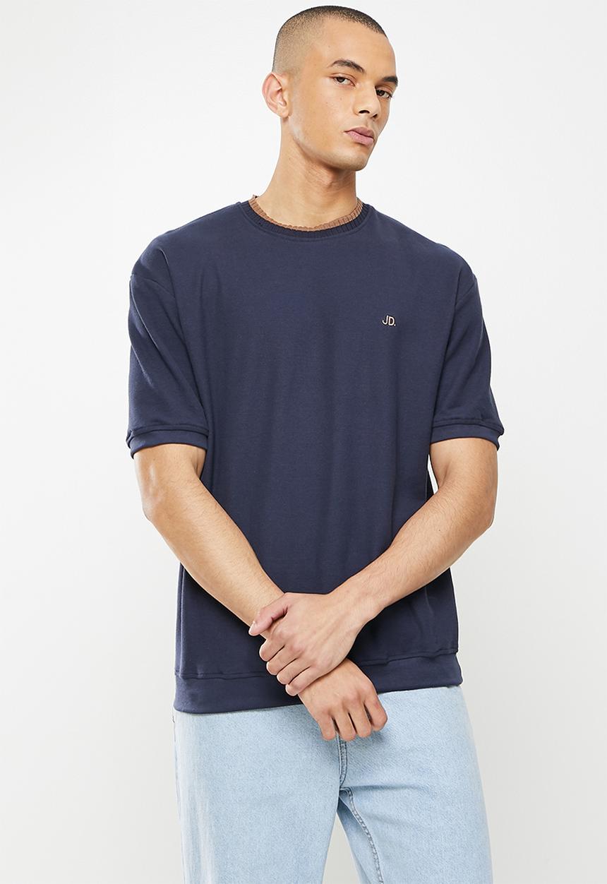 Jonathan D - Men's short sleeve pique crew neck T-shirt - navy