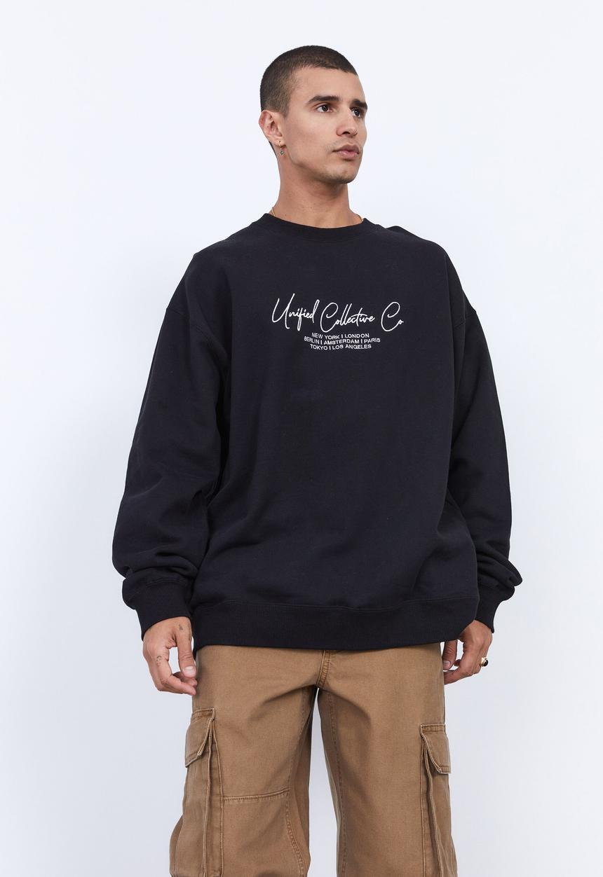 Factorie - Premium oversized graphic crew - black unified co