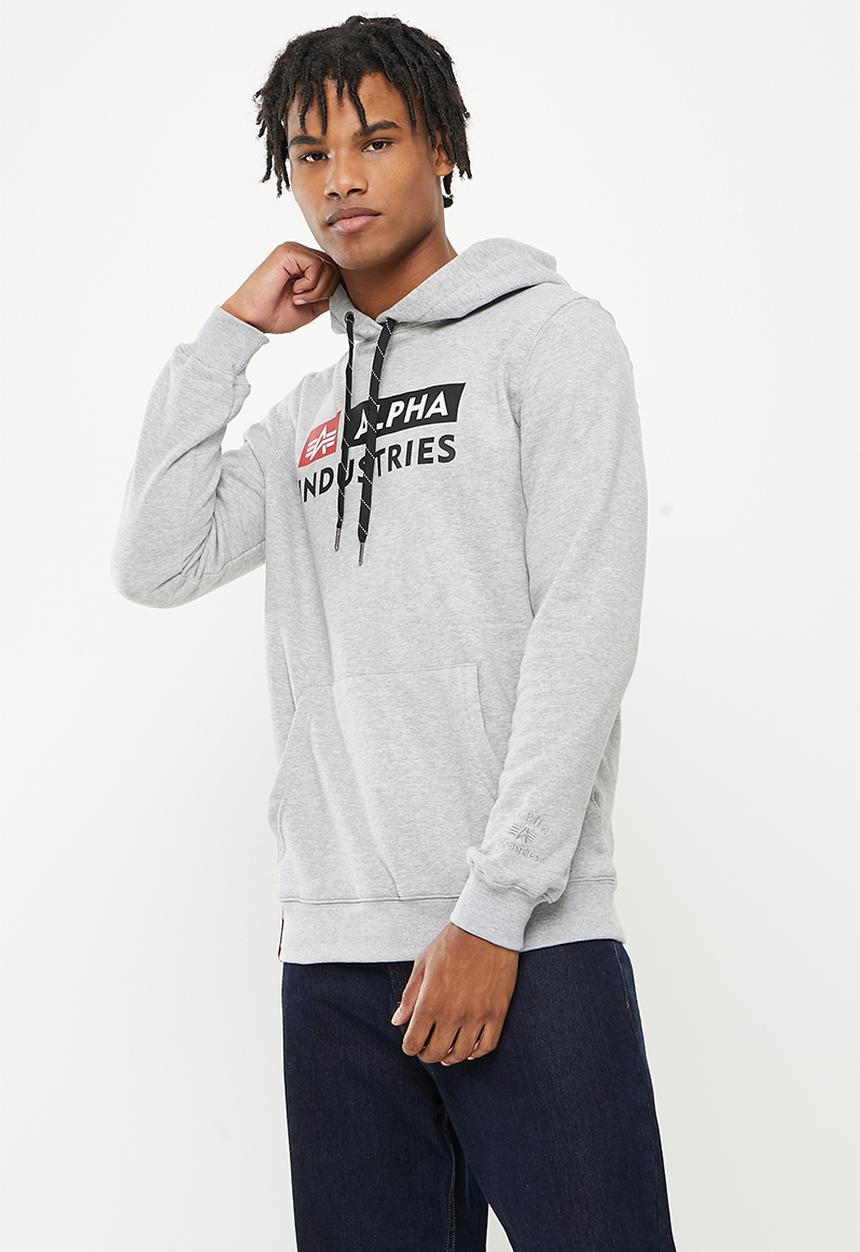 Alpha Industries - A.i block logo hoody - grey melange