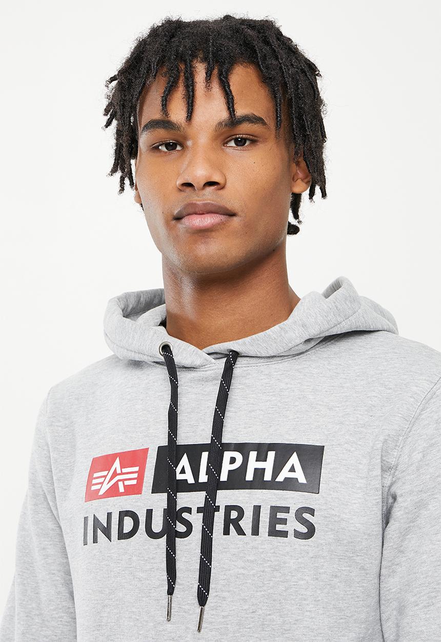 Alpha Industries - A.i block logo hoody - grey melange