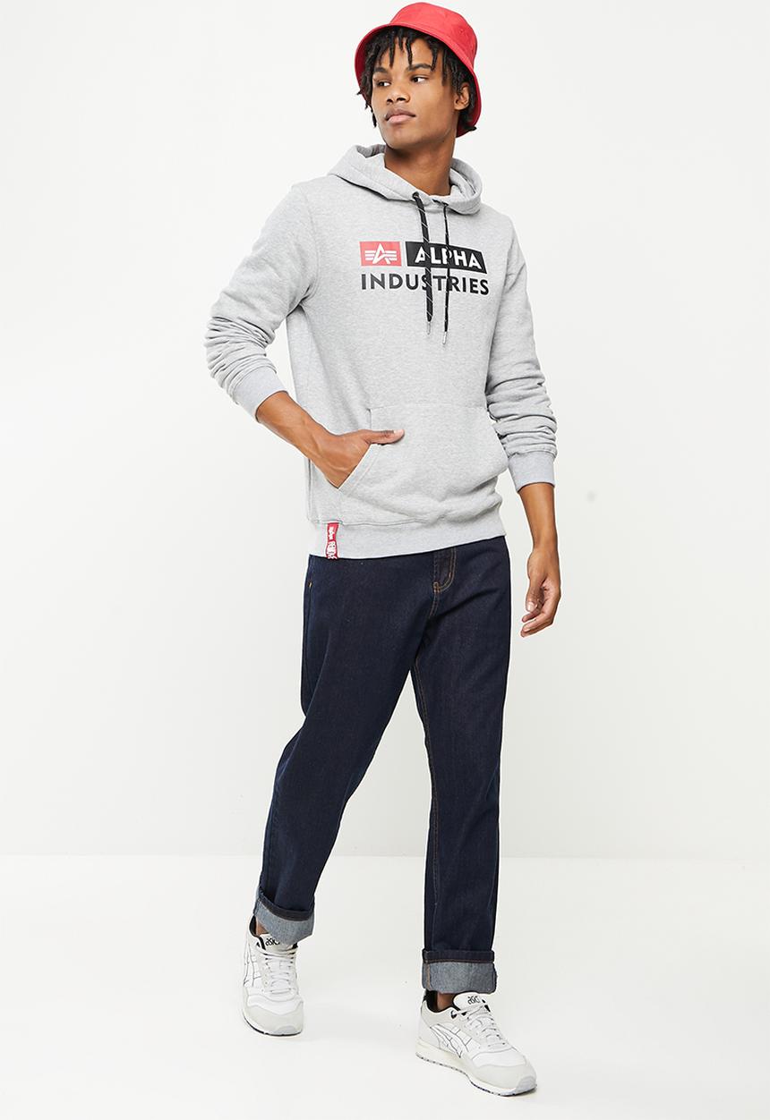 Alpha Industries - A.i block logo hoody - grey melange