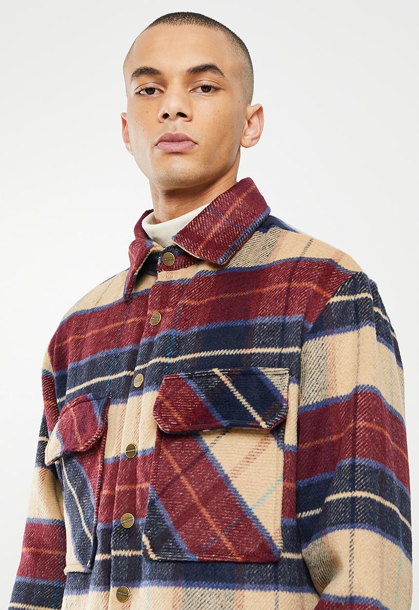 Jonathan D - Men's check heavyweight overshirt - red