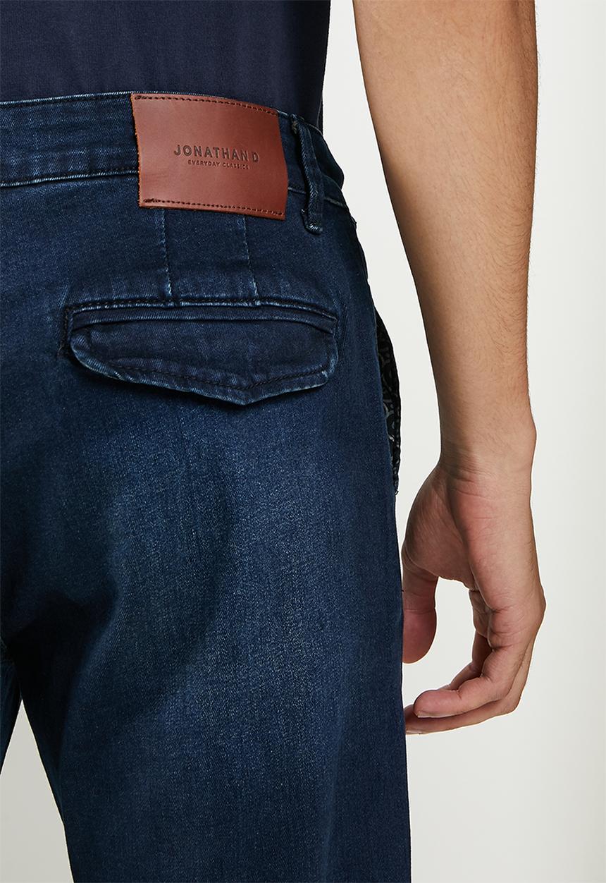 Jonathan D - Men's denim jeans with side entry pockets - blue/black