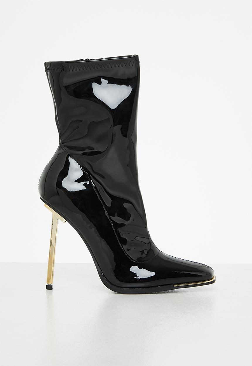 Public Desire - Lou lou sock boot - black patent