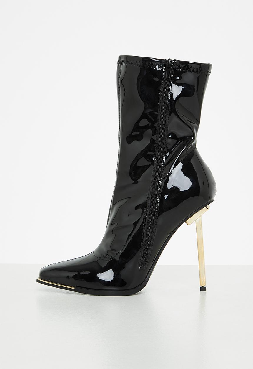 Public Desire - Lou lou sock boot - black patent