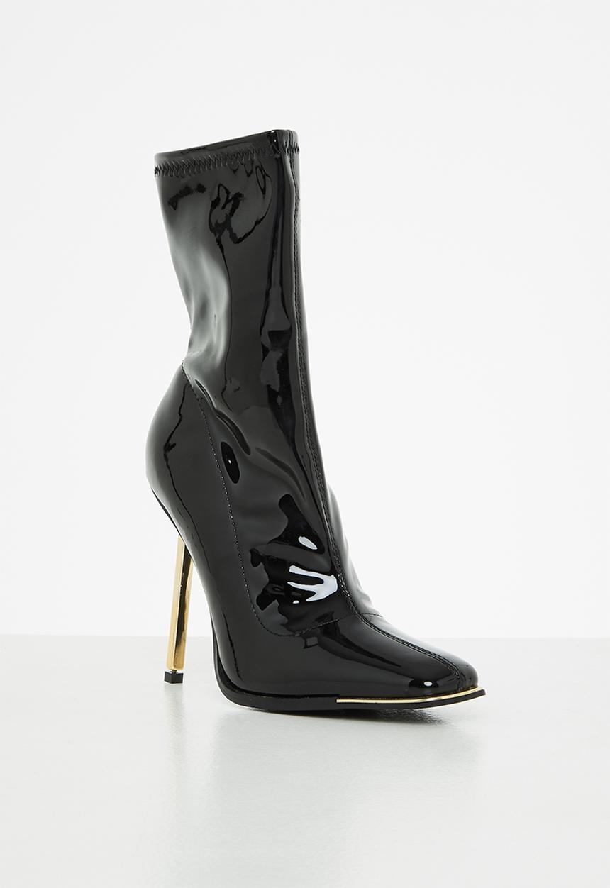 Public Desire - Lou lou sock boot - black patent