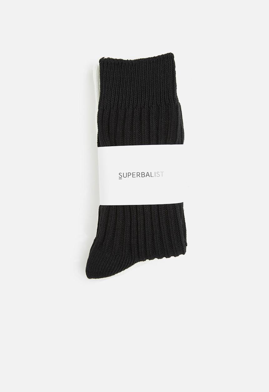 Superbalist - Ribbed 2 pack socks - black & white