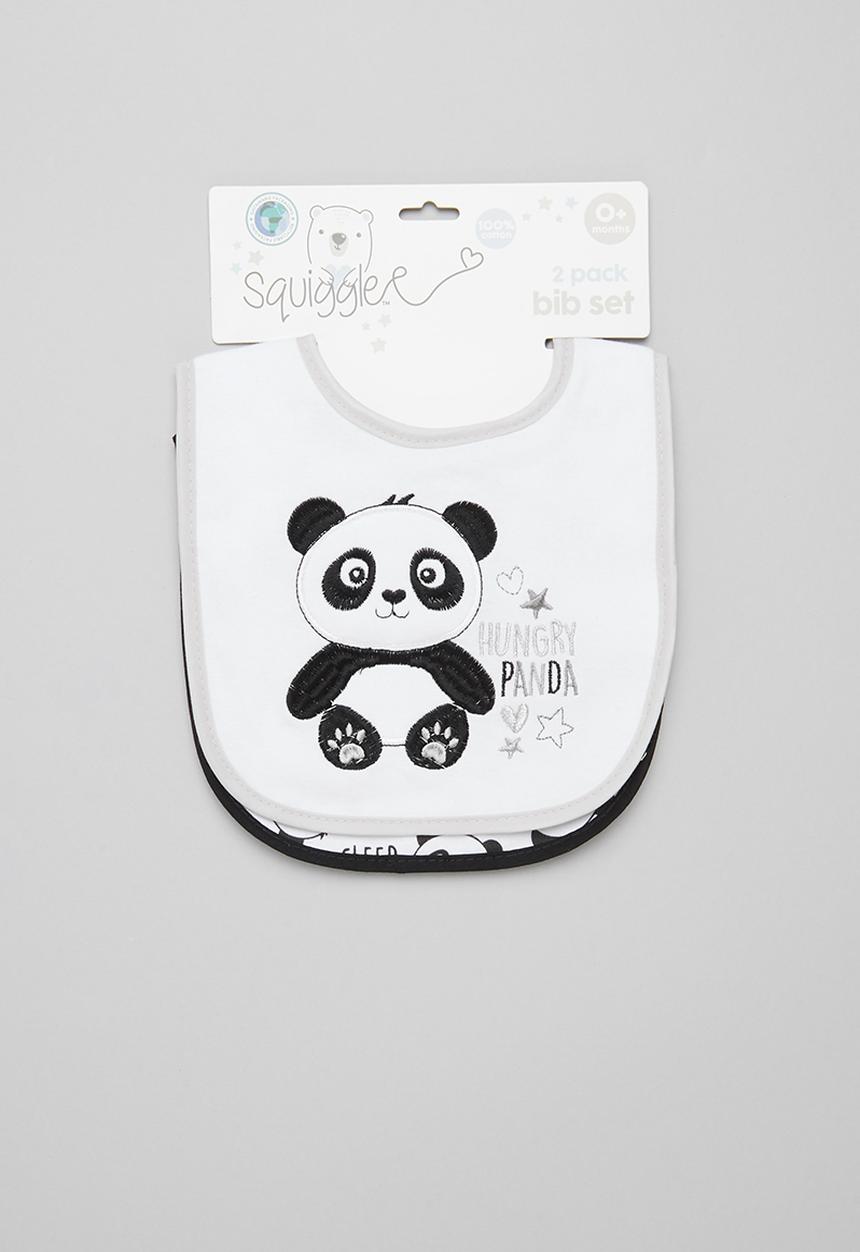 Character Group - Panda 2-pack jersey bibs - white & grey