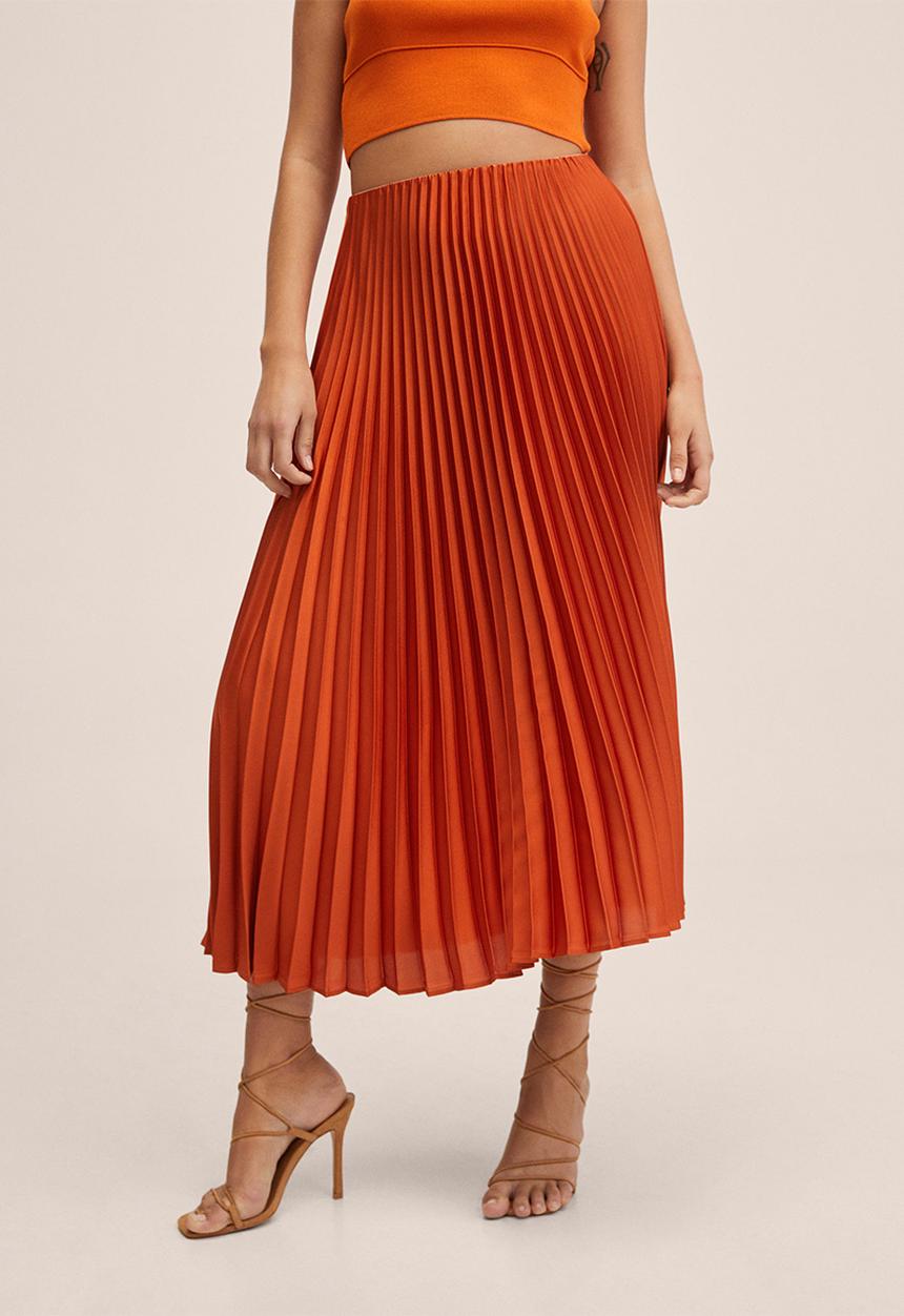 MANGO - Skirt plisado - orange