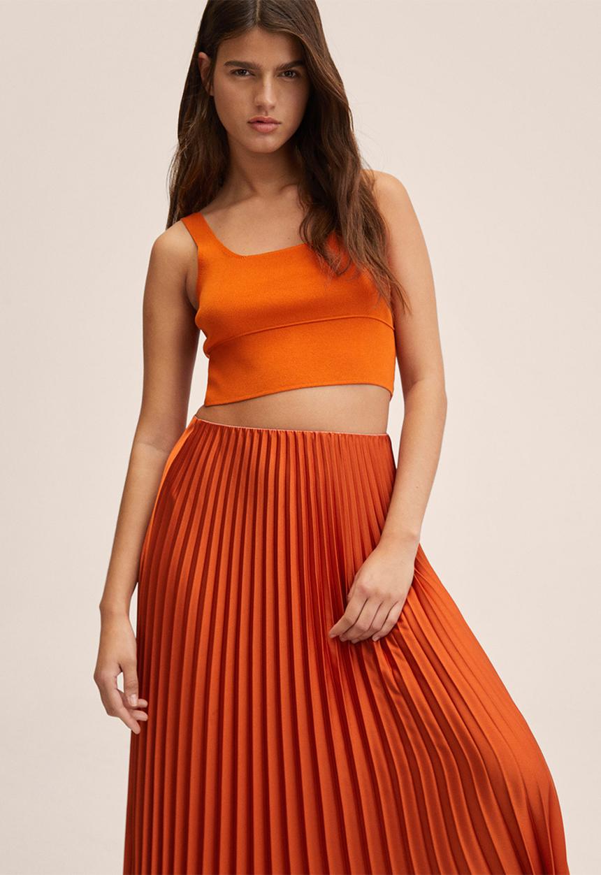 MANGO - Skirt plisado - orange